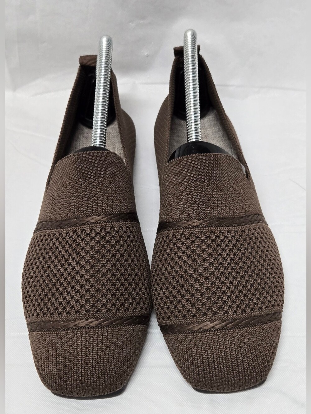 Shein 9 Womens Brown Slip On Shoes Breathable Woven Knitted Loafers
